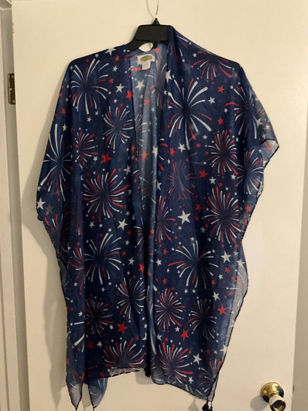 Patriotic fireworks kimono cover up